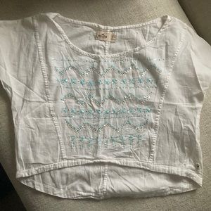 Hollister White Beaded Crop Top